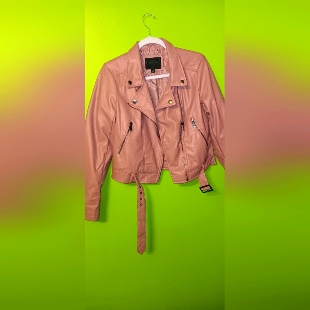PINK faux leather JACKET NWT